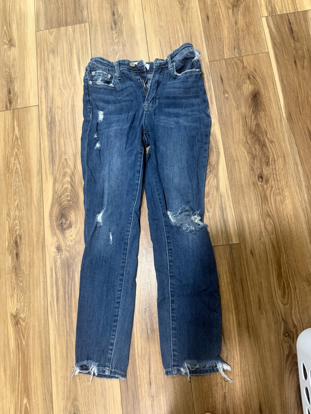 Zenana Outfitters Dark Blue Distressed Women's Skinny Jeans